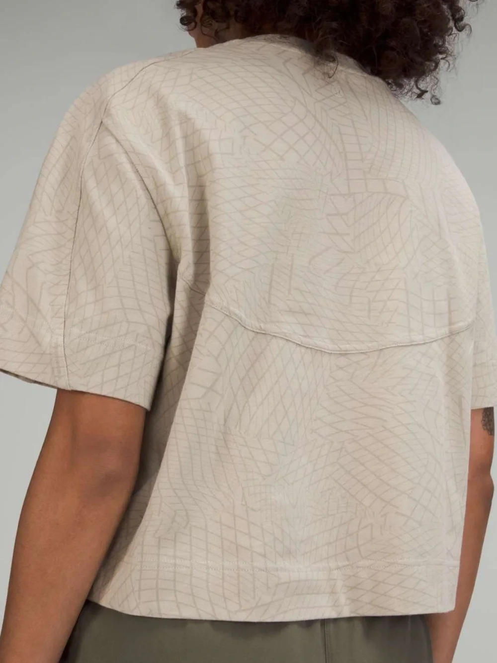 BOGO! Lululemon Heavyweight Cotton T-Shirt Gradiating Grid Raw Linen Tan XL